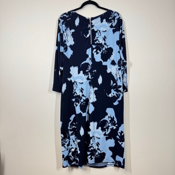 INC International Concepts Asymmetrical 3/4 Sleeves Blue Printed Dress Size 3x - Picture 10 of 14